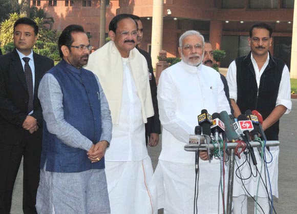 Modi outside Parliament