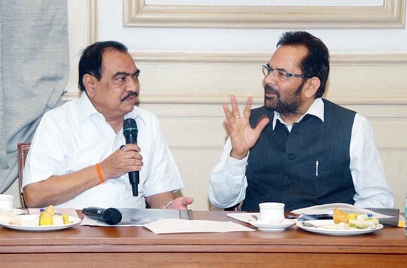 Khadse with Mukhtar Abbas Naqvi
