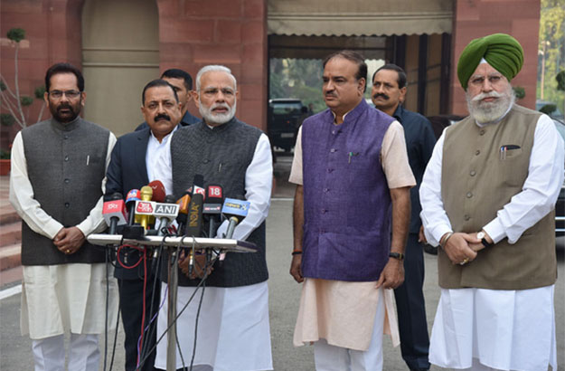 Modi outside parliament
