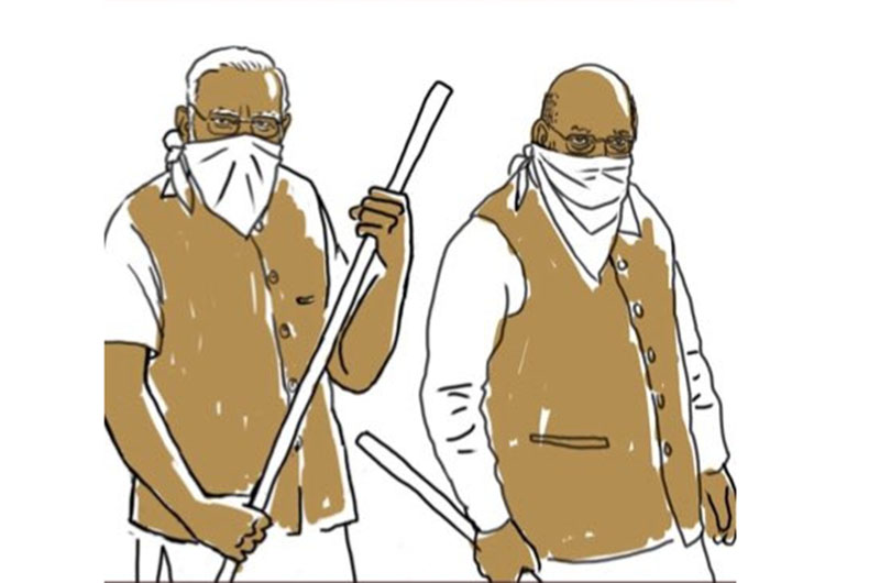 Modi AMit Shah in Mask