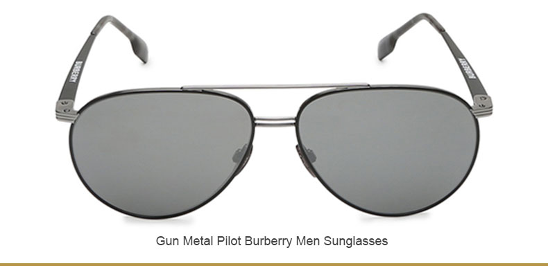 Gun Metal Pilot Burberry Men Sunglasses