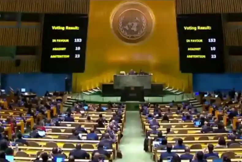 153 vote for Gaza Ceasefire Resolution at UN; US, Israel with 8 others oppose