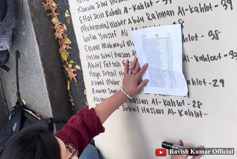 Defiant Harvard students now write names of all Gaza victims near Widener Library