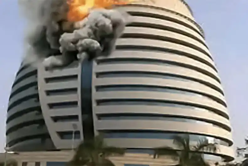 Khartoum’s iconic Greater Nile Petroleum Operating Company Tower engulfed in flames