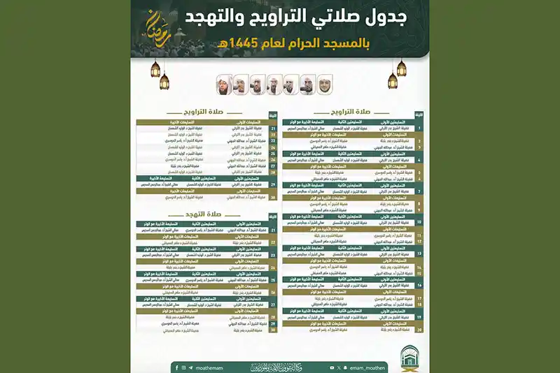 Masjid al Haram Taraweeh Schedule 2024