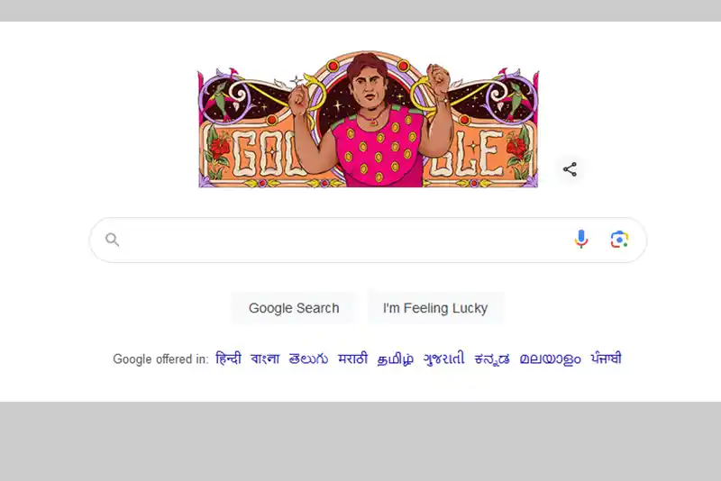 Who is Hamida Banu featuring as doodle on Google home page?