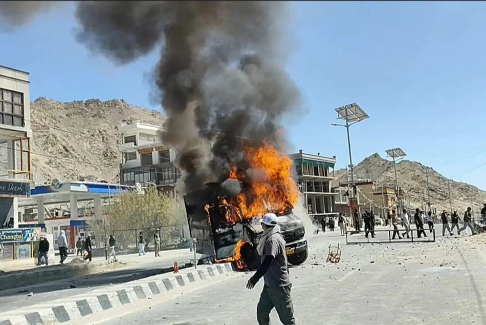 Ladakh statehood protests turn violent, BJP office torched